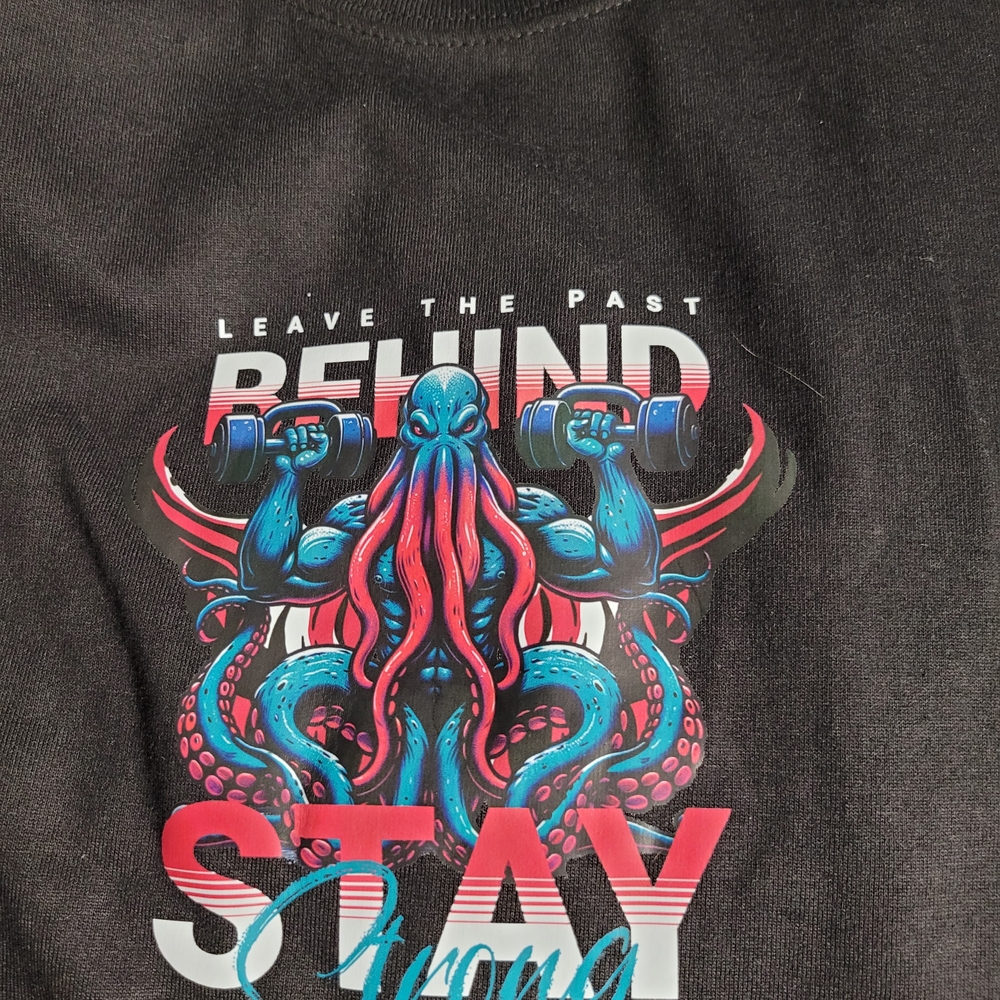 Black Graphic Tee with Octopus Design